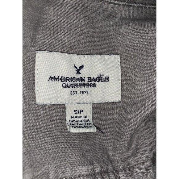 American Eagle Sz SMALL Soft Chambray Shirt Top Gray Mineral Wash Cotton EUC - Picture 8 of 10